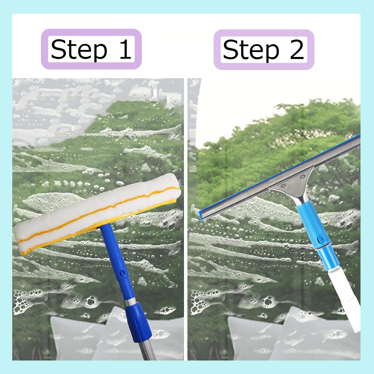 Rasqueta limpiacristales para Ducha, Limpiacristales Largo 1.2m, Limpiador Mampara 35cm para Duchas Ventanas Espejos Ventanas de Coche Vidrio Azulejo