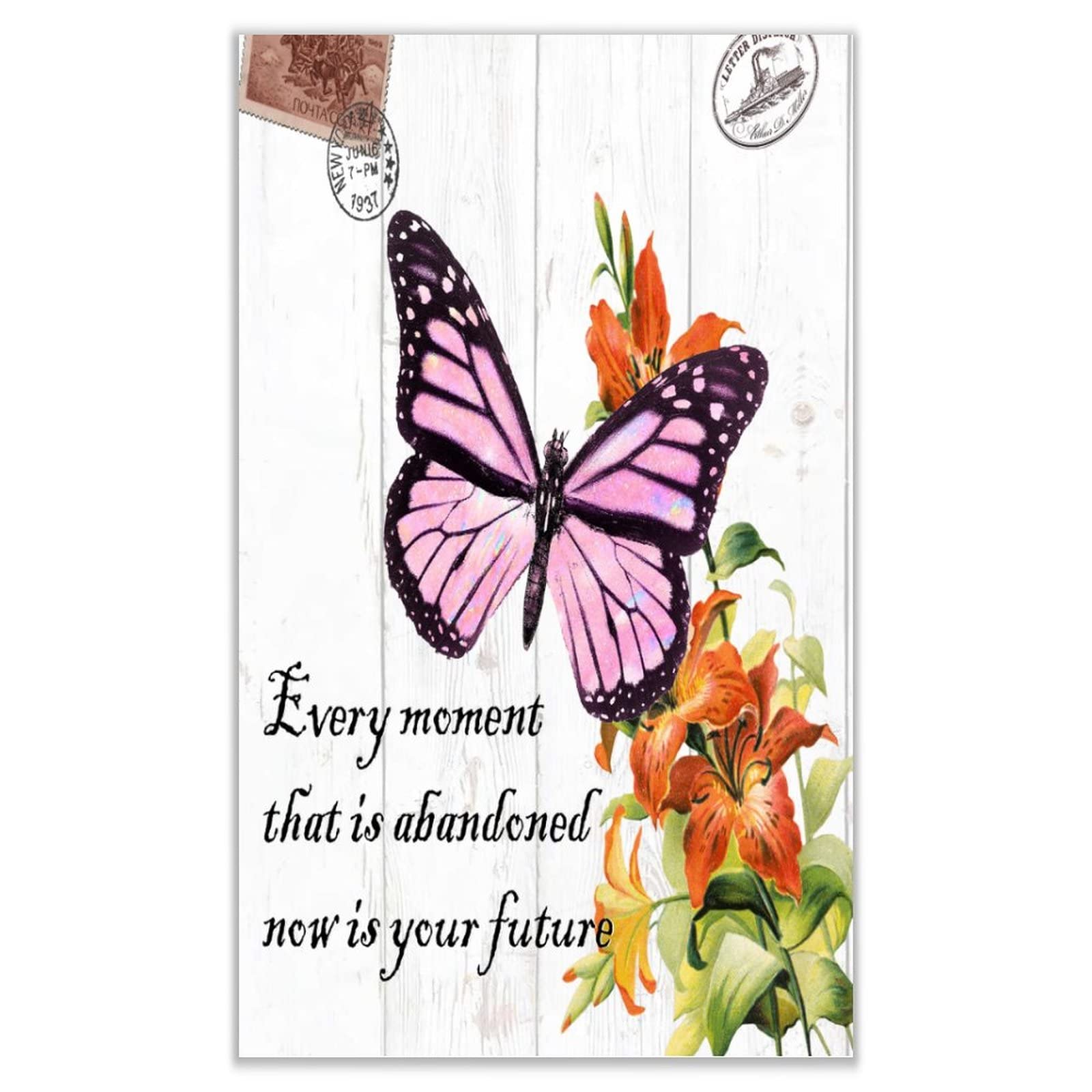 Plaque rétro en bois avec citation et papillon pour créer un cocon zen dans votre salon