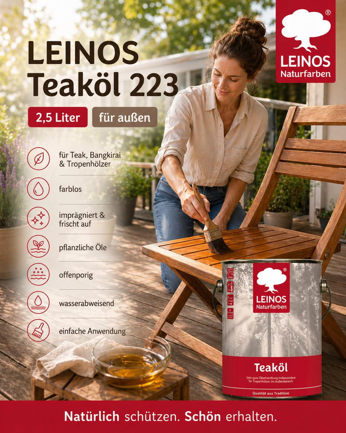 Leinos Nr. 223 teaköl para exterior 2,5 l