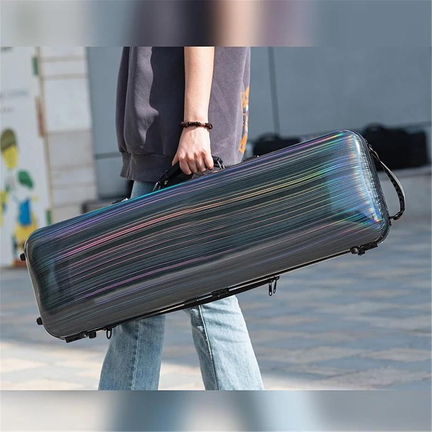 Violin instrument case Violin Case 4/4 Size Rainbow Rectangular Mixed Carbon Fiber With Combination Lock Music Bag
