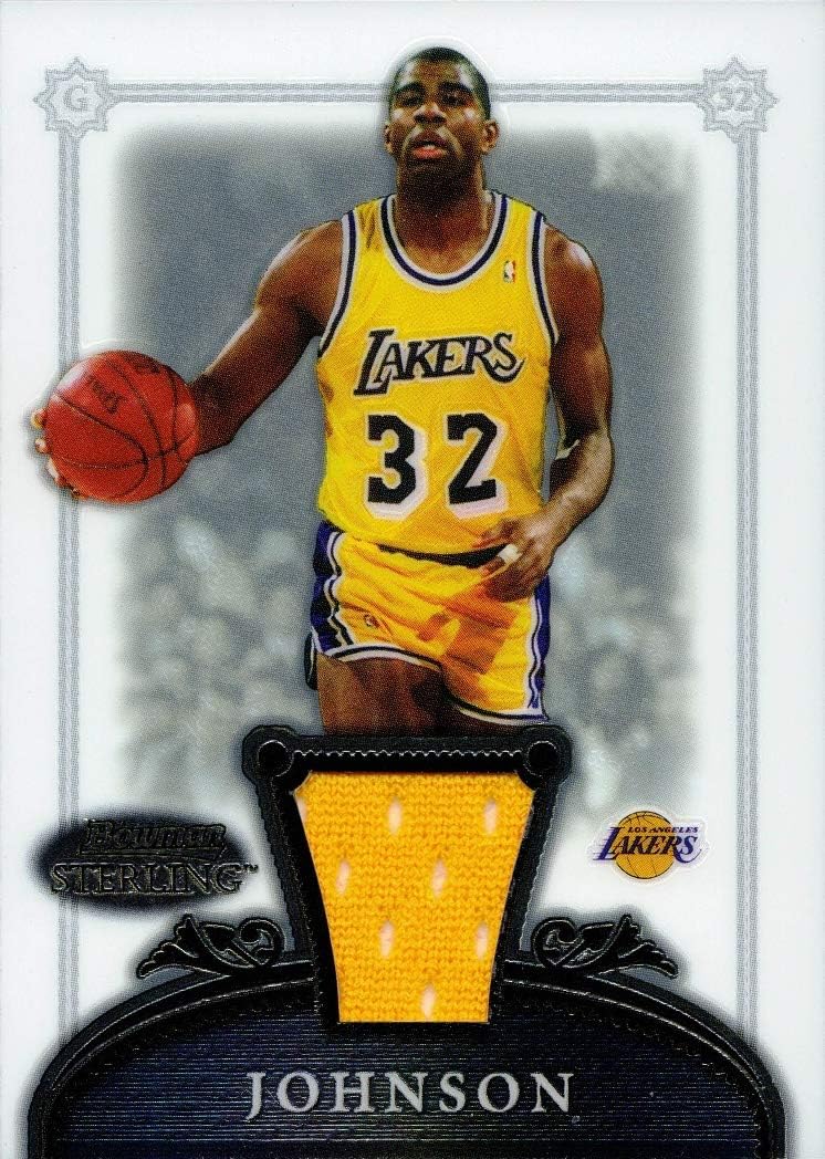2006-07 Bowman Sterling #29 Magic Johnson Game Worn Lakers Jersey Basketball Card