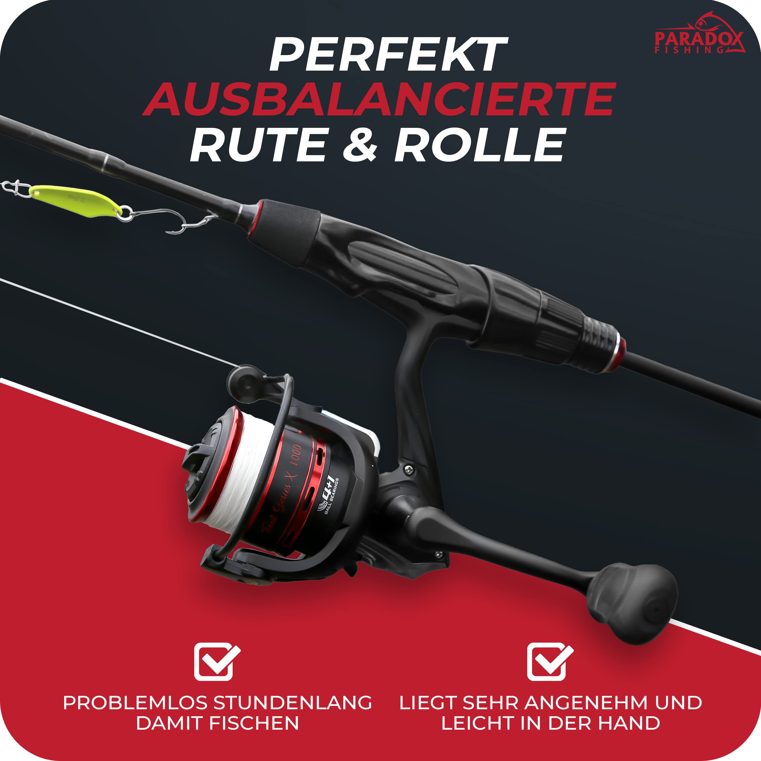 Paradox Fishing UL-Ruten Set I Trout Series X I 1,85m Wg. 1,2g-4g I Spoon Rute Forellenrute Ultralight Rute – UL Rute