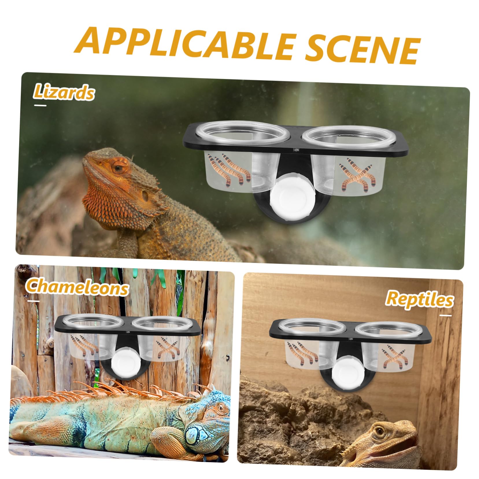 Abaodam Reptile Food Bowl with Suction Cup Durable Feeding Basin for Lizards Turtles Geckos and Easy to Clean for Tanks and Boxes