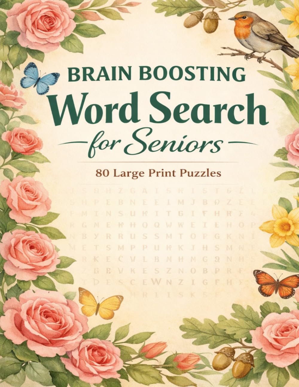 Brain Boosting Word Search for Seniors: Large Print Puzzles