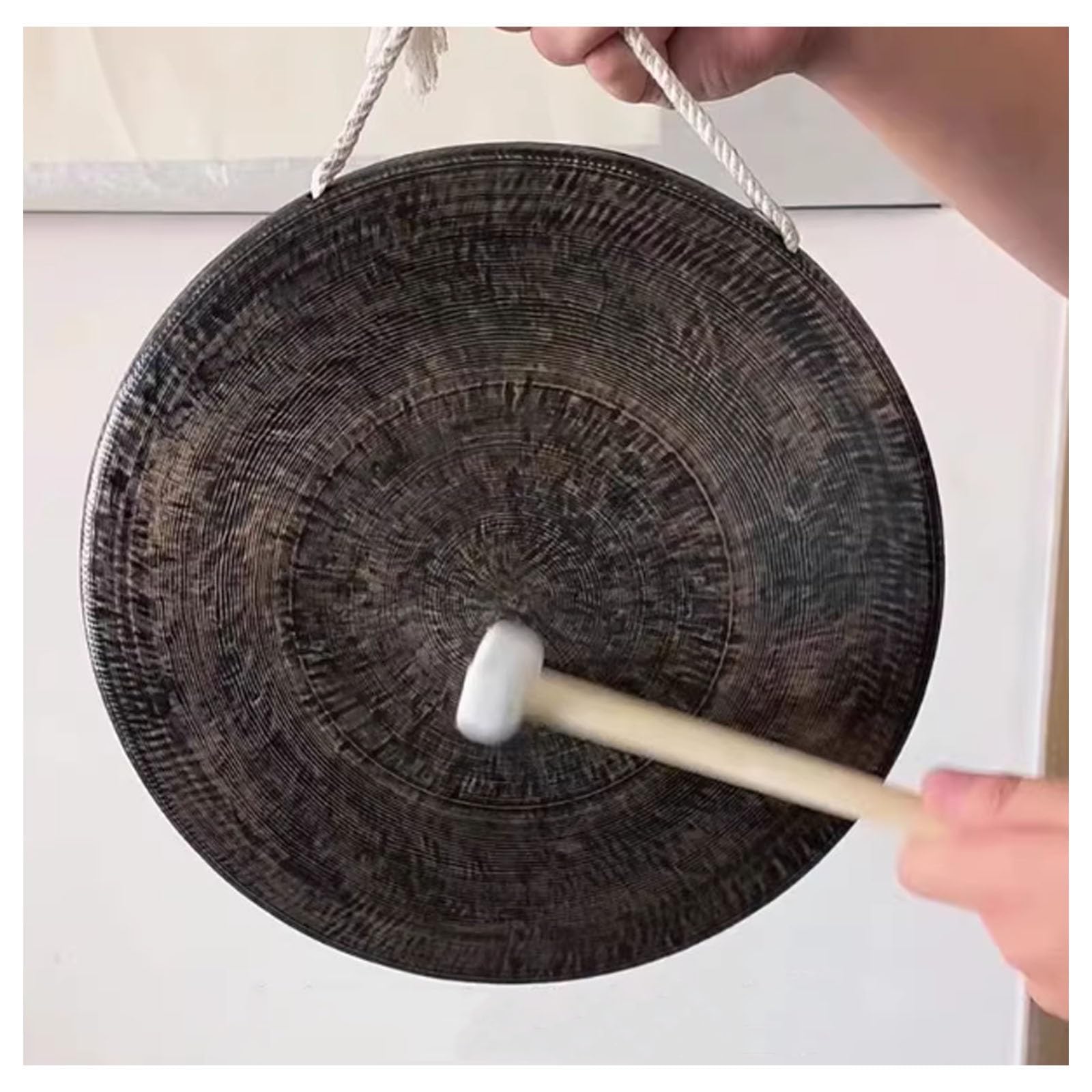 Gong con batidor de madera, instrumento de percusión tradicional chino para decoración de jardín y exterior