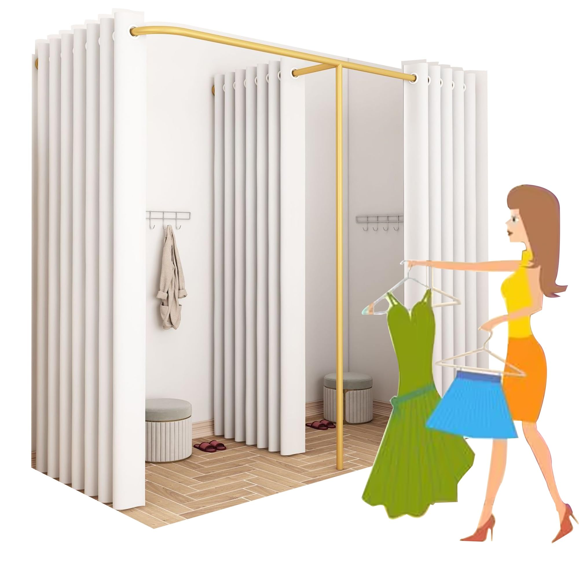 Boutique Fitting Zimmer Teiler Bildschirm für Einzelhandel und Bekleidungsgeschäft Lieferungen (Weiß Doppel Größe)