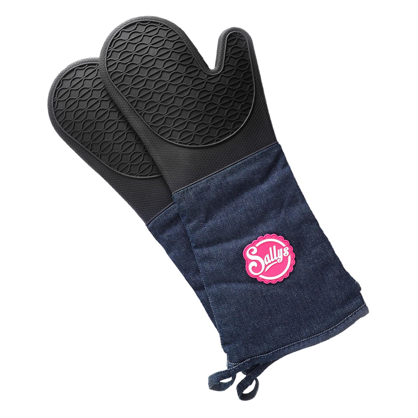 Sallys Backhandschuhe - 1 Paar aus Silikon mit Extra Langen Baumwollmanschetten - Wasserdicht & Hitzebeständig bis 230 Grad - Für Rechts- & Linkshänder