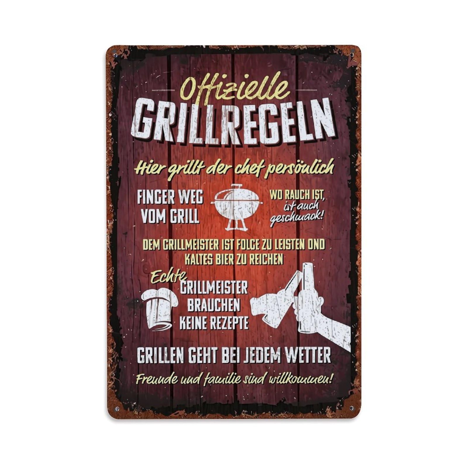 Nestemfo Vintage Official Grill Rules Sign Tin Sign Metal Sign, Living Room,Bar, Home, Bedroom Wall Decor,Retro Metal Poster 8X12 Inches