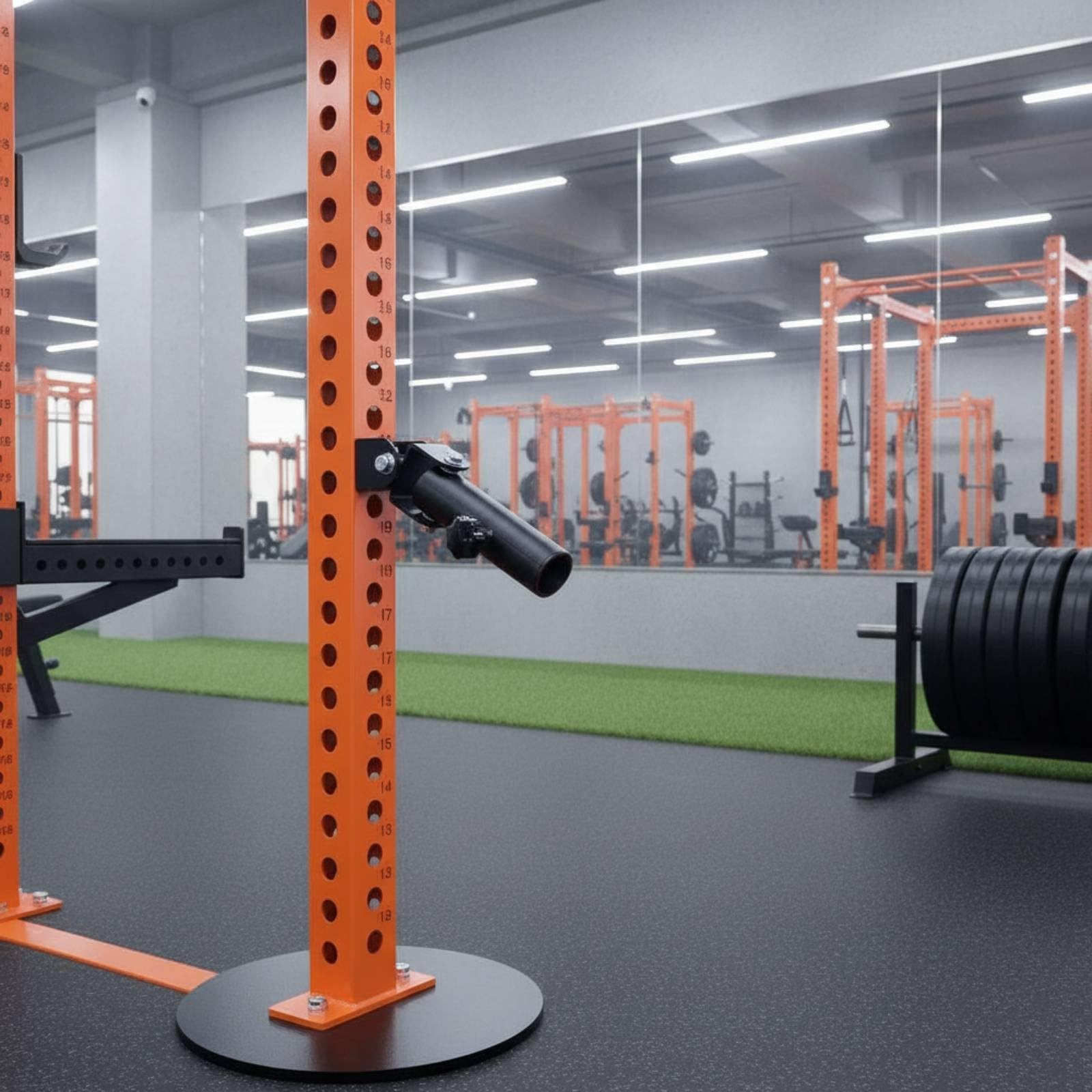 Soporte de Barra Olímpica Accesorio de Entrenamiento Anclaje para Barra Adaptador Giratorio 360 Base Fija de Acero Adecuado para Musculación en Casa Gimnasio Fuerza y Potencia, 18MM