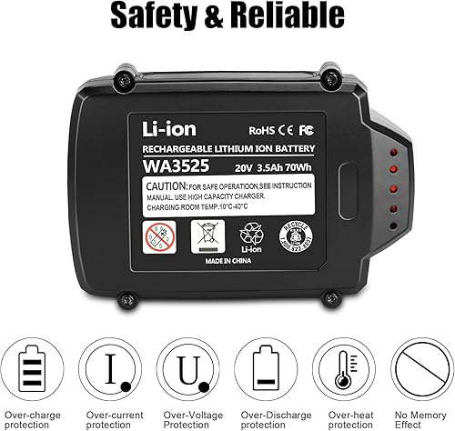 Miniatura 6 de KUNLUN Batería de repuesto de 3.5Ah para batería Worx de 20 V WA3525, WA3578, WA3575, WA3520, WG151s, WG155s, WG251s, compatible con herramientas