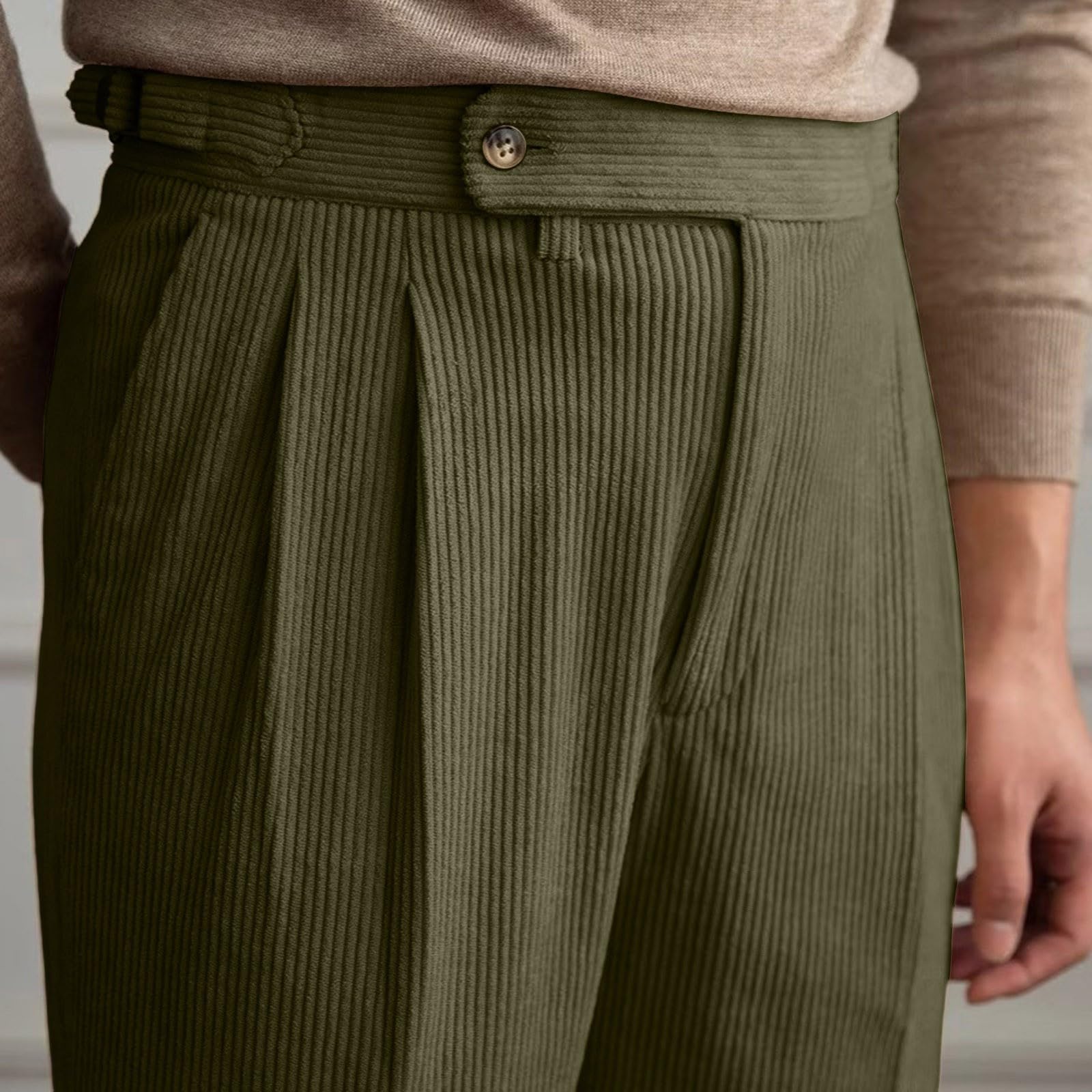 Herren Cordhose Italienischem Neapel-Stoff mit Geradem Bein Hohem Bund – Lässiger Stil Britischen Retro-Look – Trendige Mode Relax Hose Herren Baggy Sweatpants Jogginghose Baumwolle