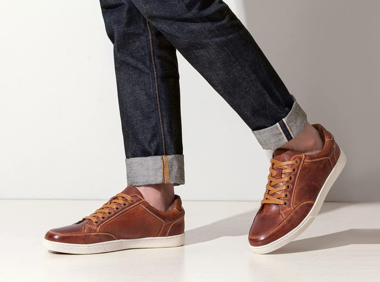 Miniatura 2 de Jousen Men's Sneakers Leather Casual Shoes for Men Breathable Business Casual Sneaker Retro Fashion Sneaker