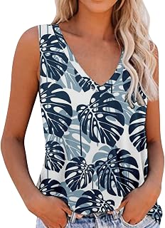 CGGMVCG Summer Tank Tops for Women Women Sleeveless V Neck Workout Tank Tops Colors Printed Running Womens Sleeveless Shirts