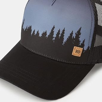 tentree Juniper Graphic Baseball Snapback Cap Organic Cotton, Adjustable Fit, 2-Way Stretch Fabric, Eco-Friendly & Sustainable, Breathable & Absorbent, Unisex, Meteorite Black/White One Size
