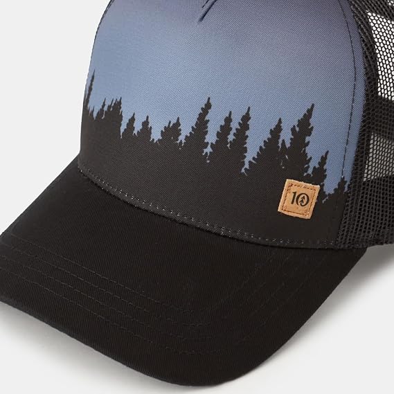 tentree Juniper Graphic Baseball Snapback Cap Organic Cotton, Adjustable Fit, 2-Way Stretch Fabric, Eco-Friendly & Sustainable, Breathable & Absorbent, Unisex, Meteorite Black/White One Size