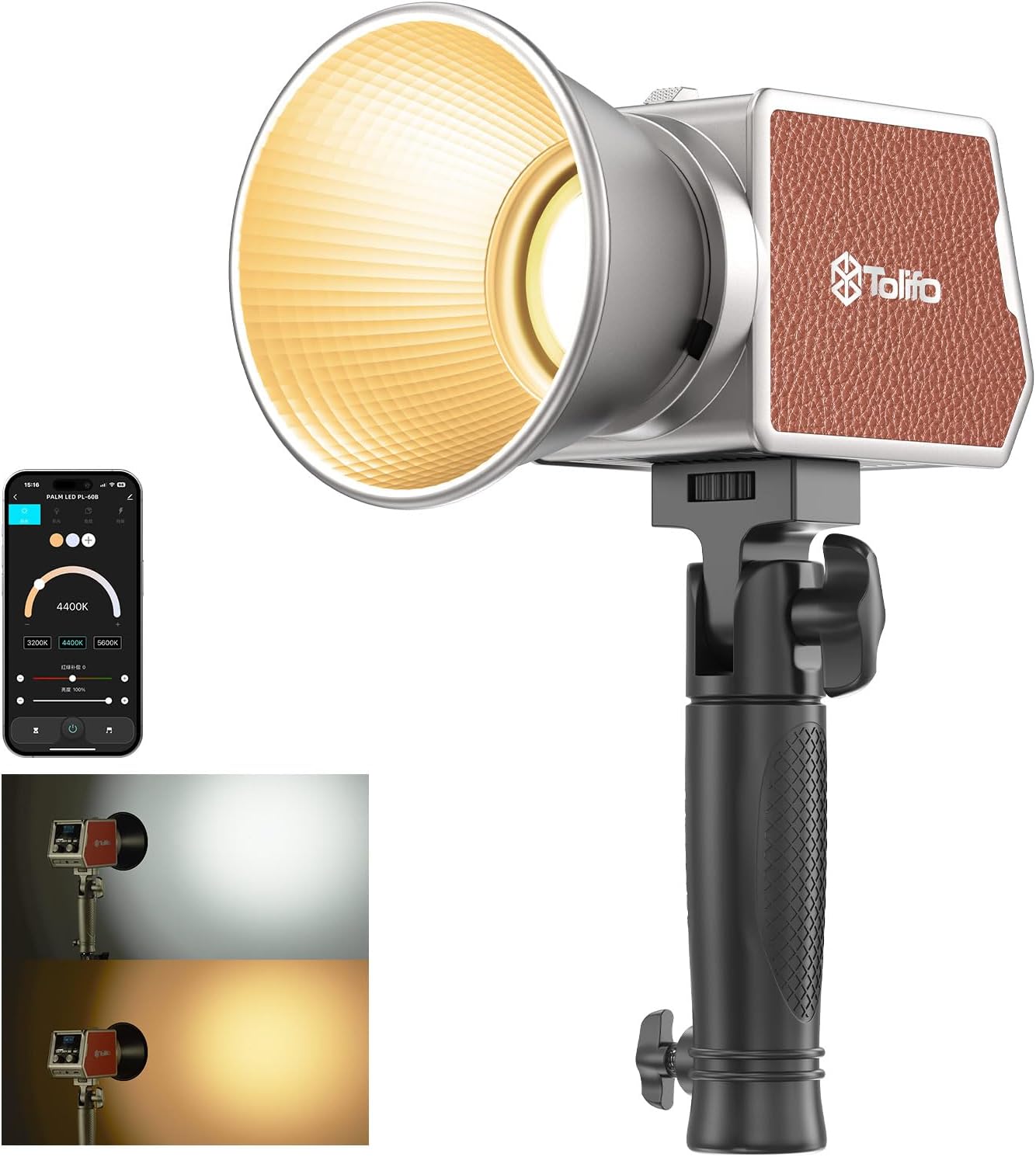 Tolifo PL-60B 60W Bi-Color LED Video Light with 13500mAh Battery, Portable COB Studio Light for Photography Lighting/Live Streaming/Content Creator, CRI97+/TLCI98+ 12 Effects 2700K-6500K, Bowens Mount