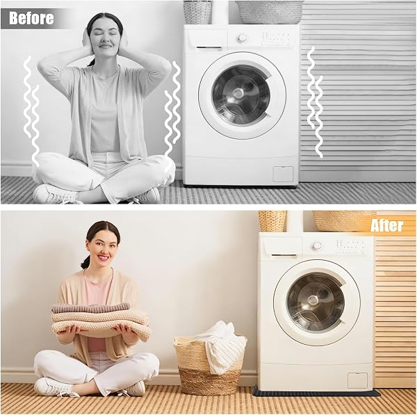Tapis de protection pour lave-linge 60x60 cm, tapis antidérapant et antivibration à double face, couverture pour lave-linge, tapis de sol pour réfrigérateur et sèche-linge - 5