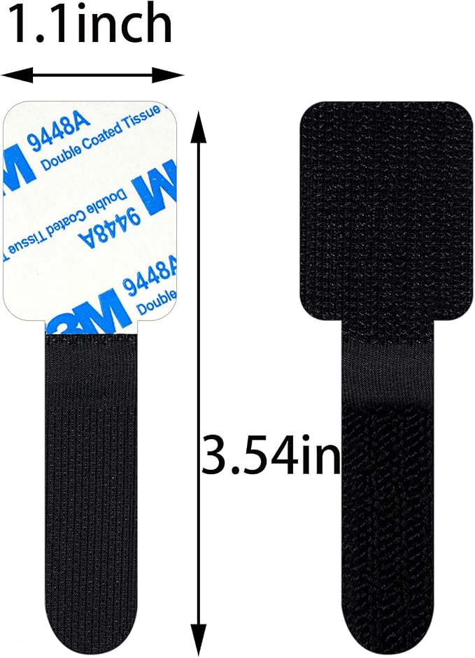 40 unidades de abrazaderas adhesivas para cables con cierre de gancho y bucle, organizadores de cables para escritorio, clips adhesivos para cables, tiras organizadoras de cables con adhesivo, para oficina y hogar (negro) miniatura 3