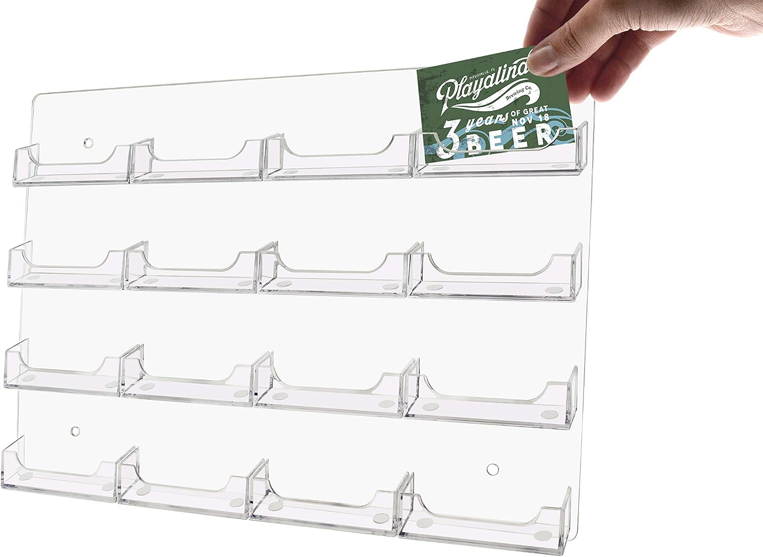 Marketing Holders 2 Pack Business Card Holder Wall Rack with Hardware for 3.5" x 2" Appointment or Contact Cards at Doctors Medical Facilities and Veterinarians Clear Acrylic 16 Slot Organizer