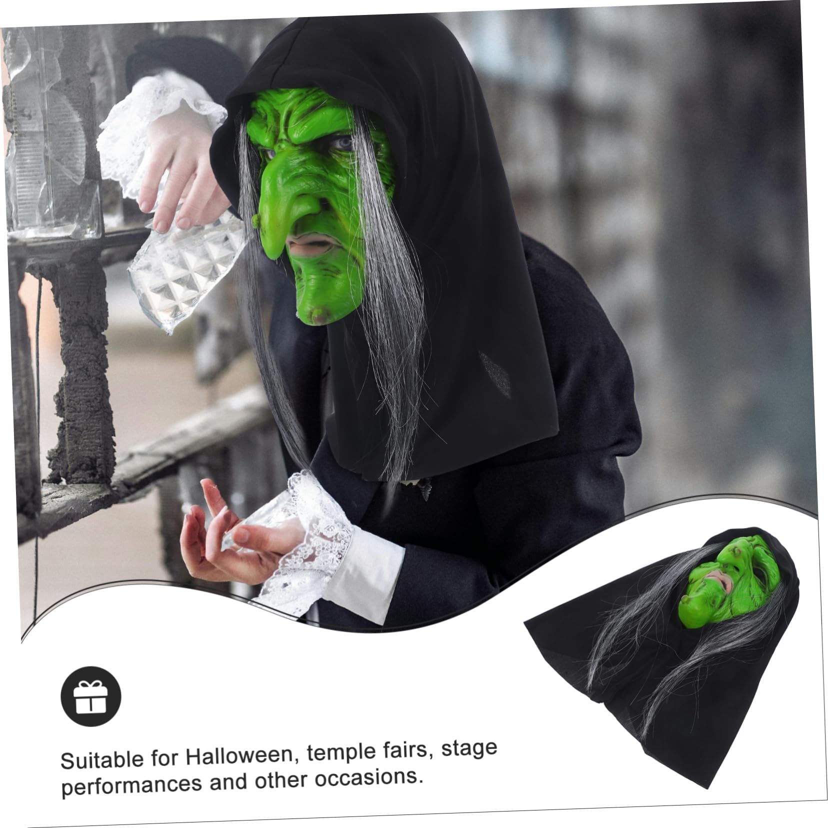 ifundom 2 Pezzi Led Light up Maschera Spaventosa Di Halloween Maschera Da Strega Realistica Cosplay Per Adulti