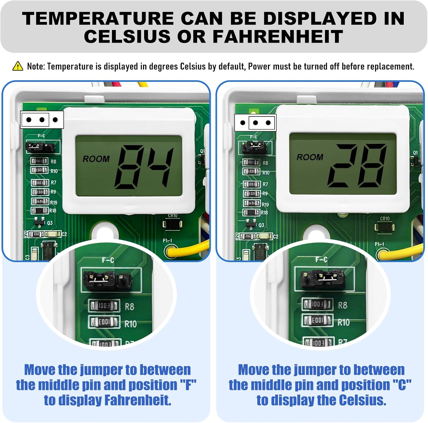 RV Digital Thermostat Replacement 83303862 83303362 for Coleman Mach 8330-336, 8330-337, 8330-338, 8330-339, 8330-368, 8330-386 Air Conditioners, White