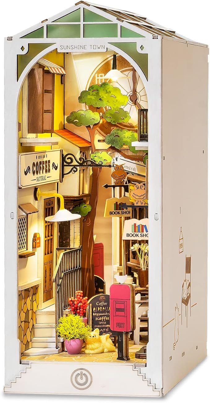 Cuteefun DIY Book Nook Kit, DIY Miniatur Puppenhäuser Haus Kit Mit Möbeln, Booknook