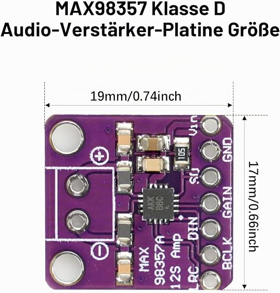 MAX98357 I2S 3W Class D Audio Amplifier Module AYWHP 3 Pieces DAC Decoder Module Audio Board I2S DAC Decoder Breakout Module Filterless Audio AMP Board for Arduino