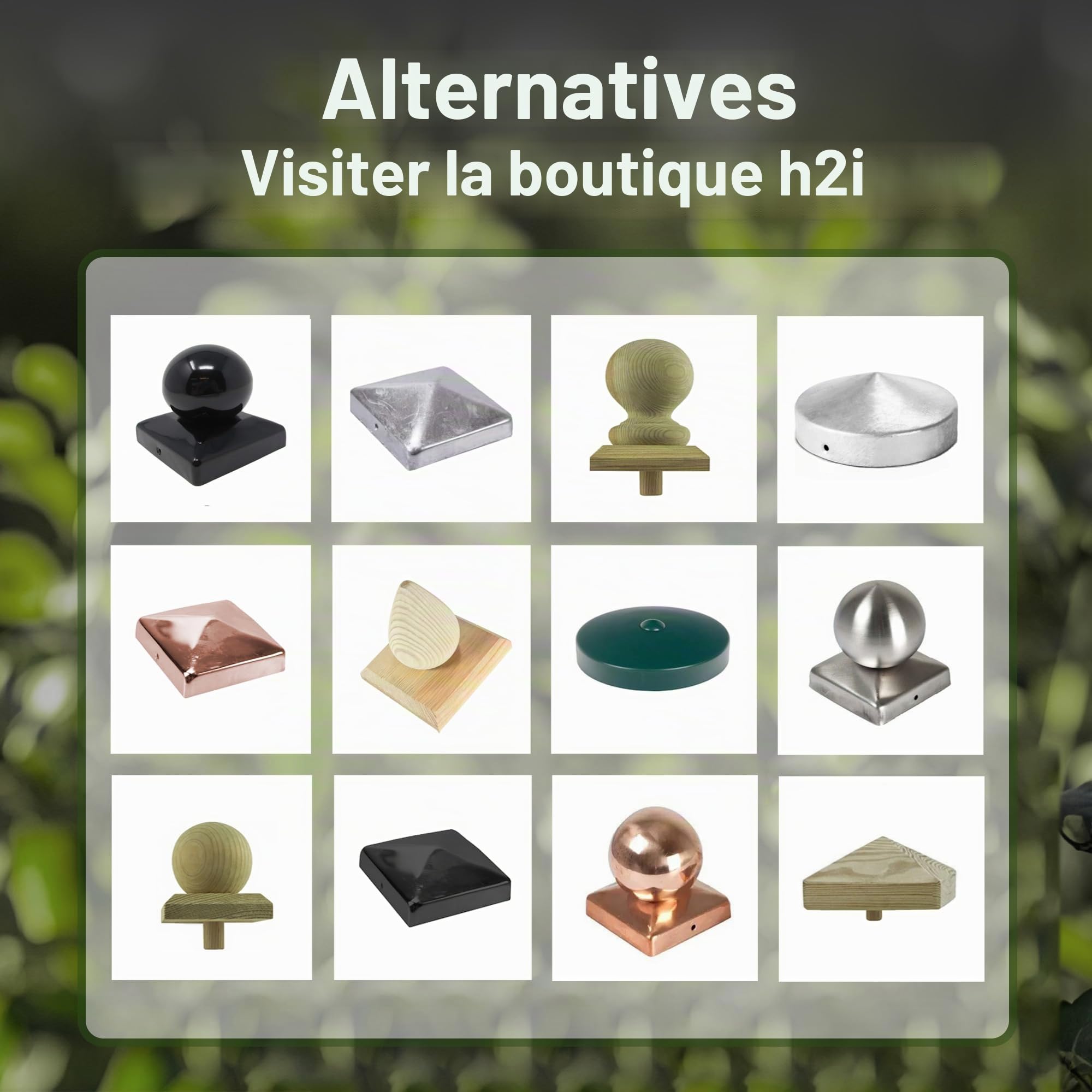 Lot de 1 à 10 capuchons de poteau en bois pyramide H2i - Taille : 80 mm / 100 mm / 130 mm (2) - 10 pièces de 100 x 100 mm.