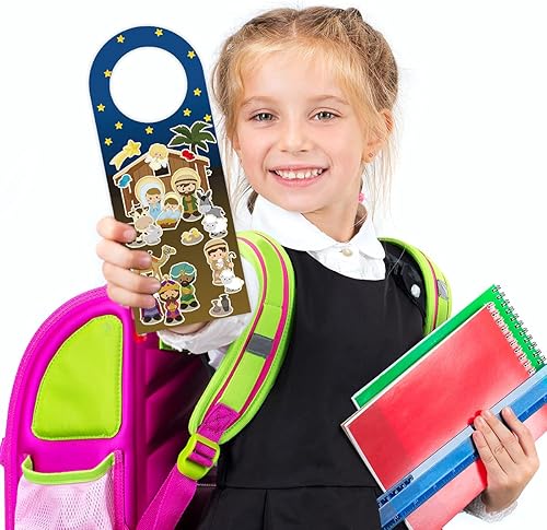 Miniatura 7 de Calcomanías de Belén, calcomanías para puerta de VBS, kit de manualidades, adorno de Navidad, regalo de vacaciones, 12 unidades
