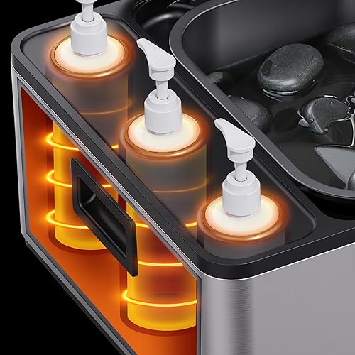 Miniatura 4 de Master Massage Calentador de piedra de masaje eléctrico profesional 2 en 1 y 3 botellas de aceite de masaje y loción y calentador de gel, combo de