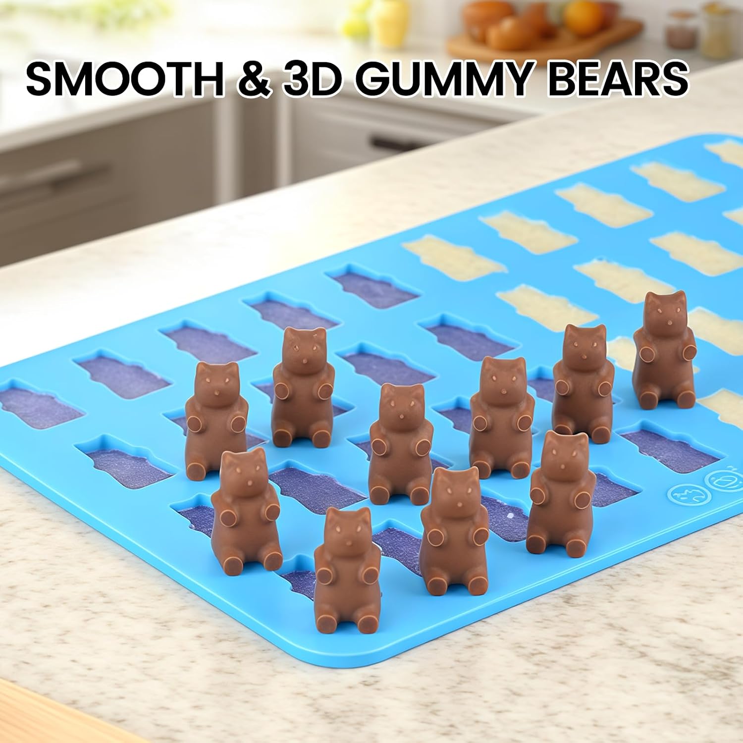 Gummy Molds Bear Candy Silicone - Mini Size Chocolate Gummy Molds with 2 Droppers Nonstick Food Grade Silicone Molds Pack of 4