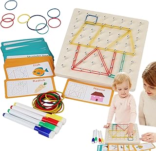 幾何学板 教室用,ゴムバンド形状パズル 思考力トレーニング - 幾何学ボード STEM パズル玩具 - 子供 女の子 男の子 就学前 教室 プレイルーム 車 家 デイケア パーティー向け 知育教育玩具 学習おもちゃ