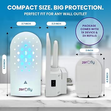 Fly Catcher Indoor, Fly Trap Indoor, (1 Device 3 Refills) Gnat Traps for House Indoor, Bug Killer, Fly Trap, Safer Plug in Light Flying Insect Trap