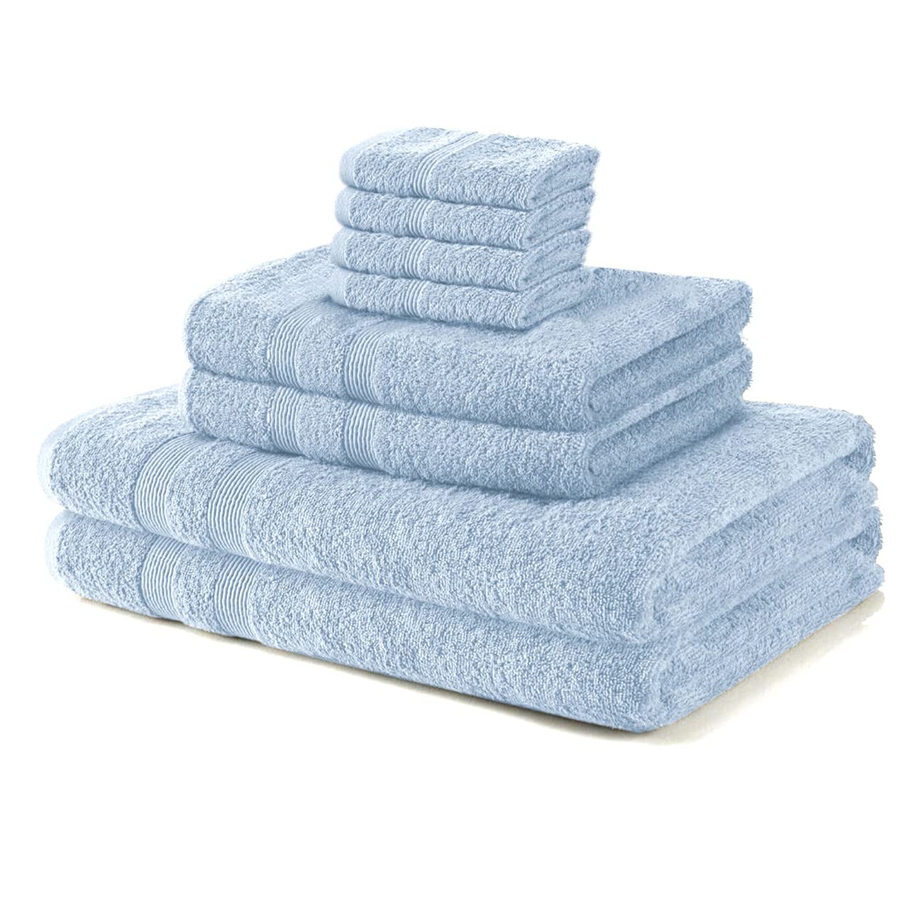 Vozbi Towels (8 Pieces) 2 Bath Towels, 2 Hand Towels and 4 Washcloths - 500 GSM Egyptian Cotton Towel Bale - Ring Spun Cotton Towel Set - Home & Kitchen Bathroom Accessories Shower Towel (Sky Blue)