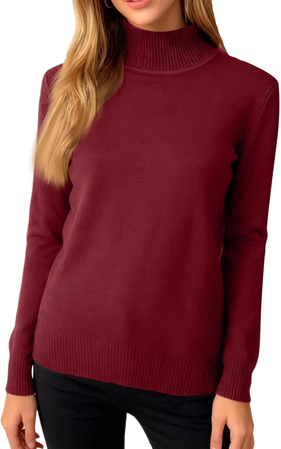Womens Long Sleeve Ribbed Turtleneck Sweater Soft Shirt Casual Top Fall Winter Women Clothing 2025