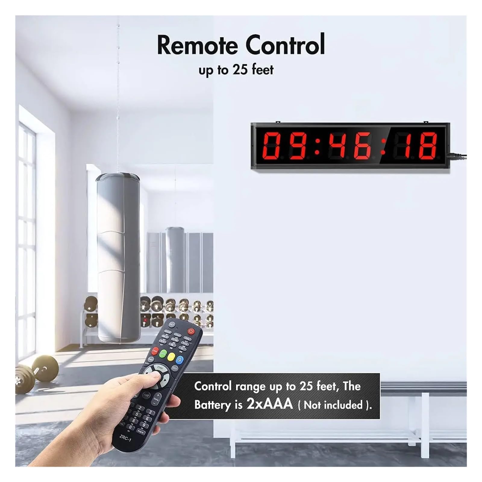 Gym Timer Countdown/Up Wall Clock Stopwatch Fitness Timer