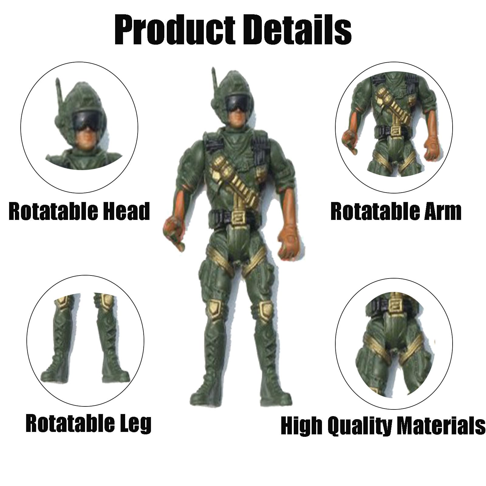 16 PCS Toy Soldiers Army Toys, 9cm Military Figures with 8 Green and 8 Sand Colors, Realistic Army Men for Collection and Display, Compatible with Various Toy Sets - Image 3