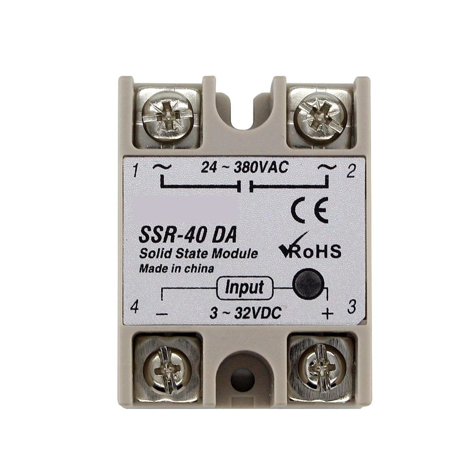 SSR-10DA SSR-25DA SSR-40DA 10A 25A 40A Solid State Relay Module 3-32V Input DC 24-380V AC Output(SSR-40DA)