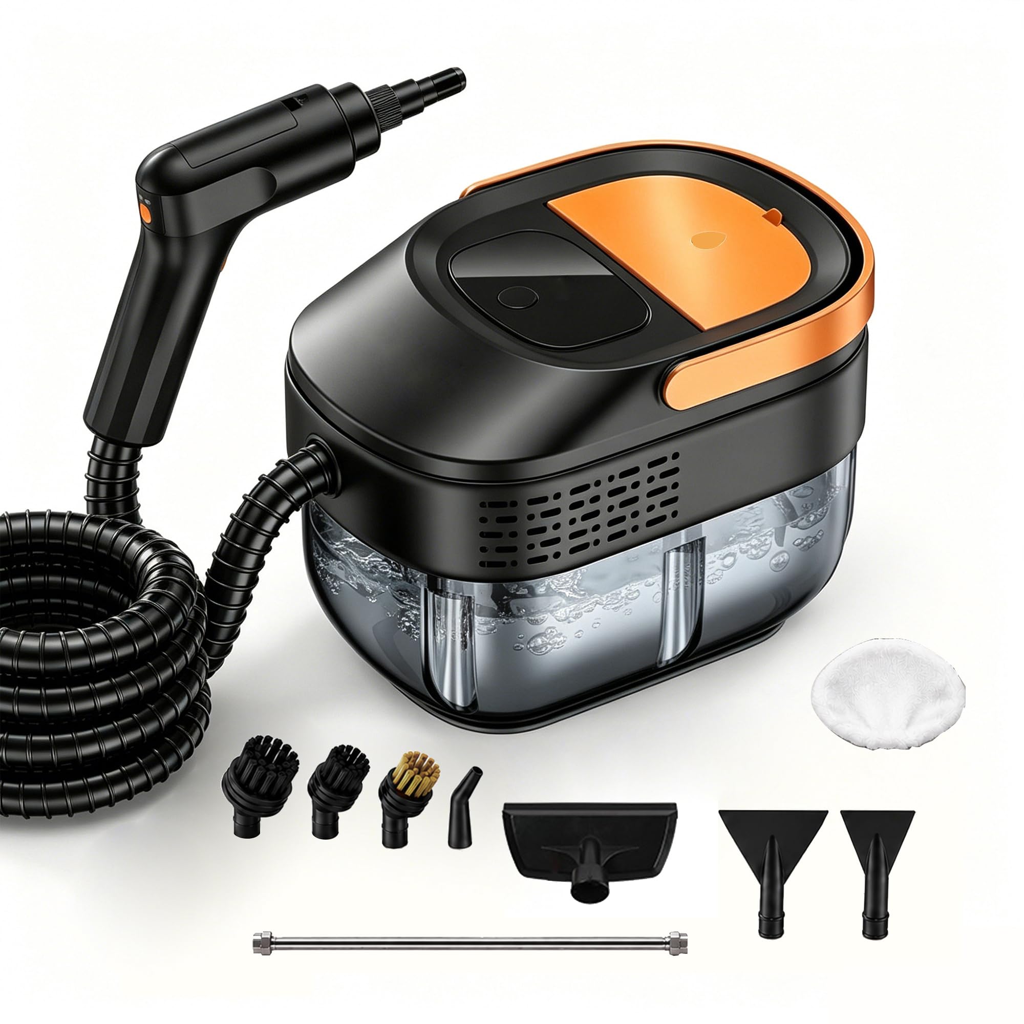 Vaporeta Limpieza Hogar 2500W, Vaporeta de Mano,Depósito de Agua 1600ML,Limpiador a Vapor Mango Regulable en 3 Niveles,Calentamiento Rápido 15s, para Coche, Cocina