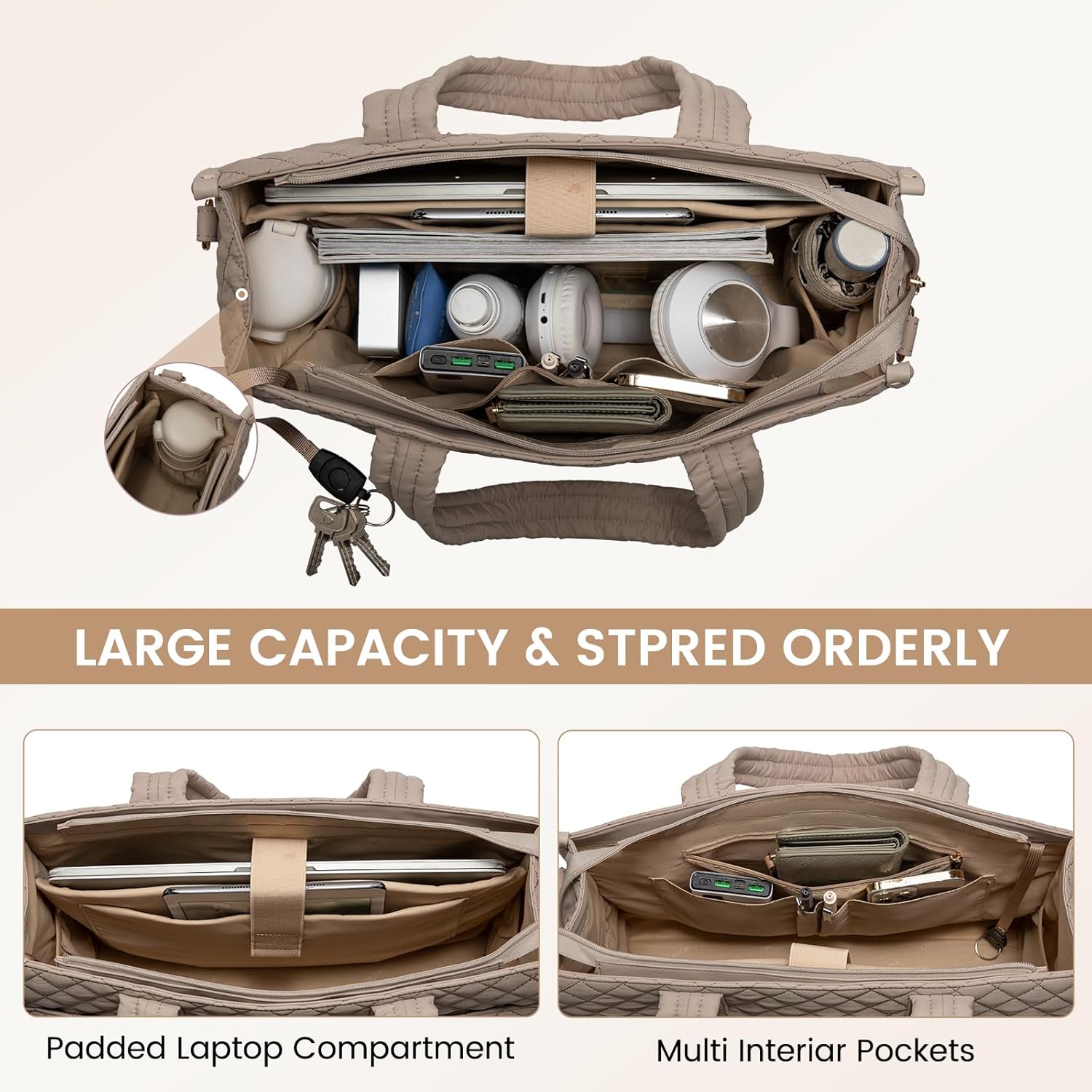 LOVEVOOK Laptop Tote Bag for Women,Canvas Work Tote Bag for Women with Clutch Purse,15.6 Inch Computer Briefcase Bag,Professional Teacher Business Office Bag,Lightweight Shoulder Travel - Image 4