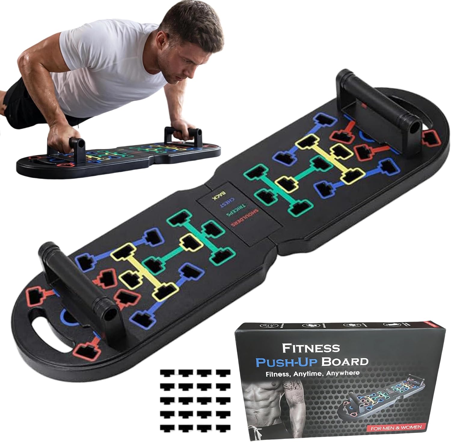 Foldable Push-Up Board, Multifunctional Push-Up Stand, Portable Home Gym Strength Trainer, Targets Chest, Back, Shoulders, Triceps & Core, Perfect Fitness Workout Gear for Men & Women