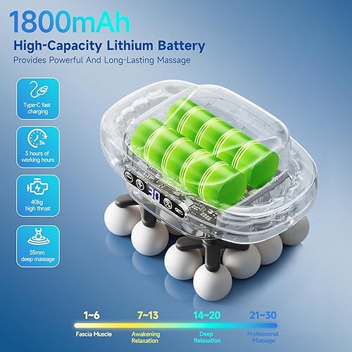 Miniatura 2 de Mini pistola de masaje mejorada de 16 cabezas, masaje eléctrico de tejido profundo, 3 modos, 30 niveles de velocidad, utilizada para aliviar el