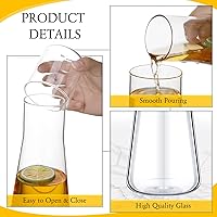 Vista 5 de Jarra de agua de noche de 28.7 fl oz con juego de vidrio, jarra de agua de noche transparente con taza, mesita de noche, decantador de enjuague