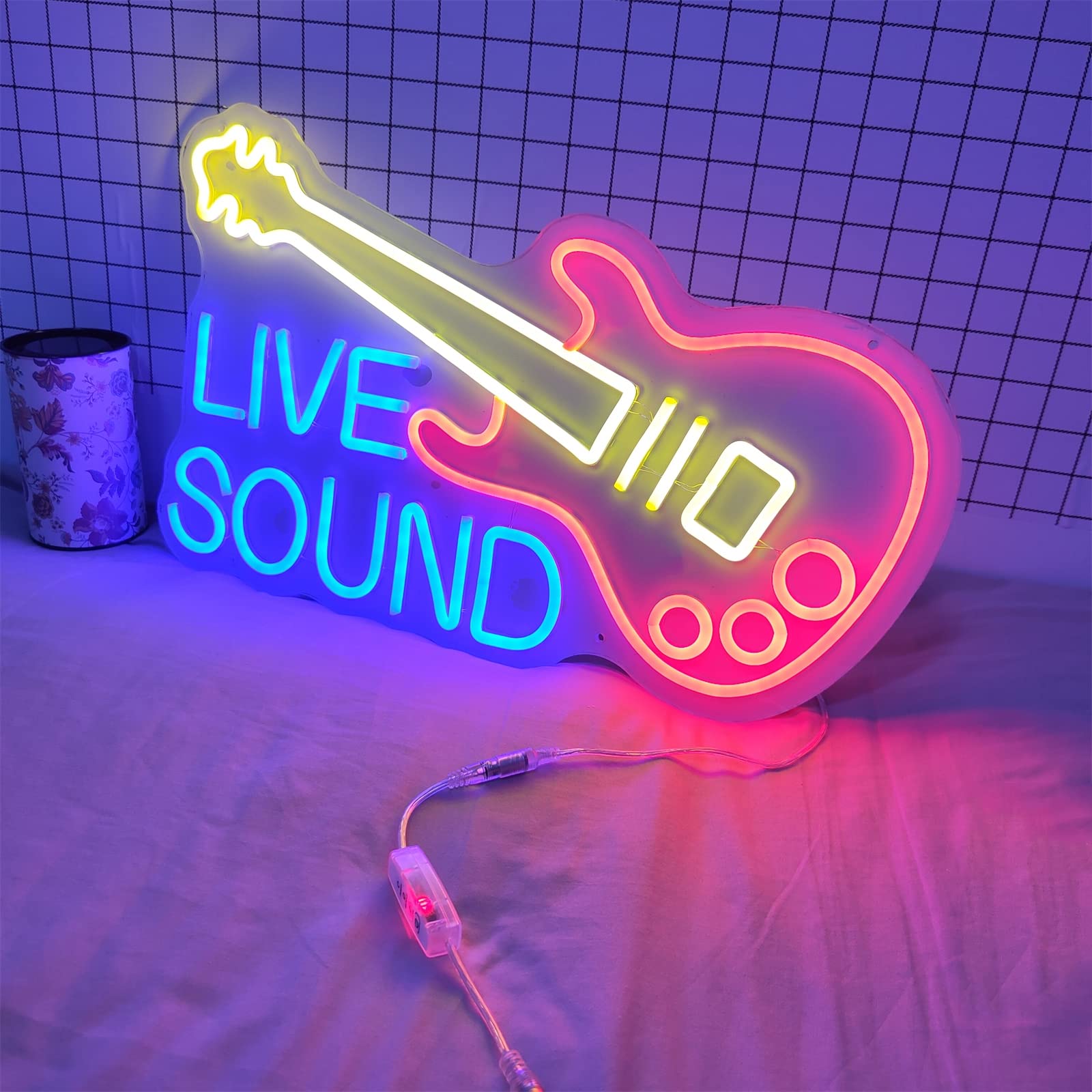 【★超美品＊】ギター ＊ネオンサイン ＊ネオンライト Amazon | ギター LED ネオンライト、ライブ音楽の雰囲気の装飾リモコン