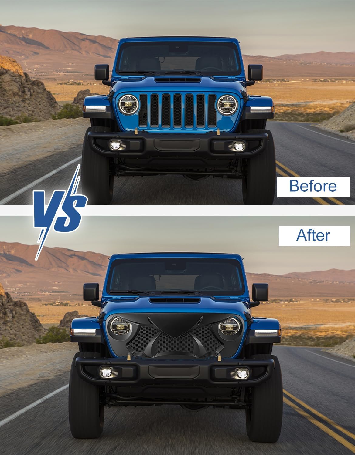 SUNPIE Front Grille Assembly for Jeep JT, Automotive Grilles Compatible with Jeep Wrangler JL JLU & JL 4XE & Jeep Gladiator JT 2018-2025 All Models, Wrangler Accessories