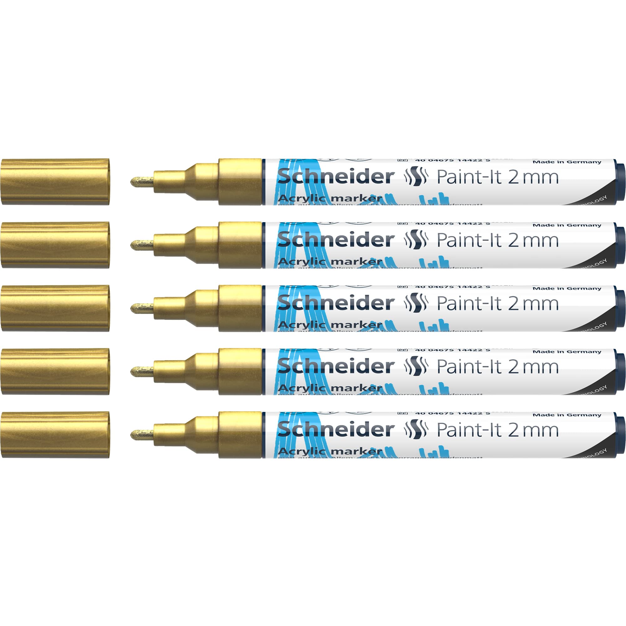 Schneider Paint-It 120228 - Matite acriliche con punta rotonda da 4 mm, colori acrilici ad alta copertura per legno, tela, pietra, ecc., confezione da 5 pezzi, viola pastello