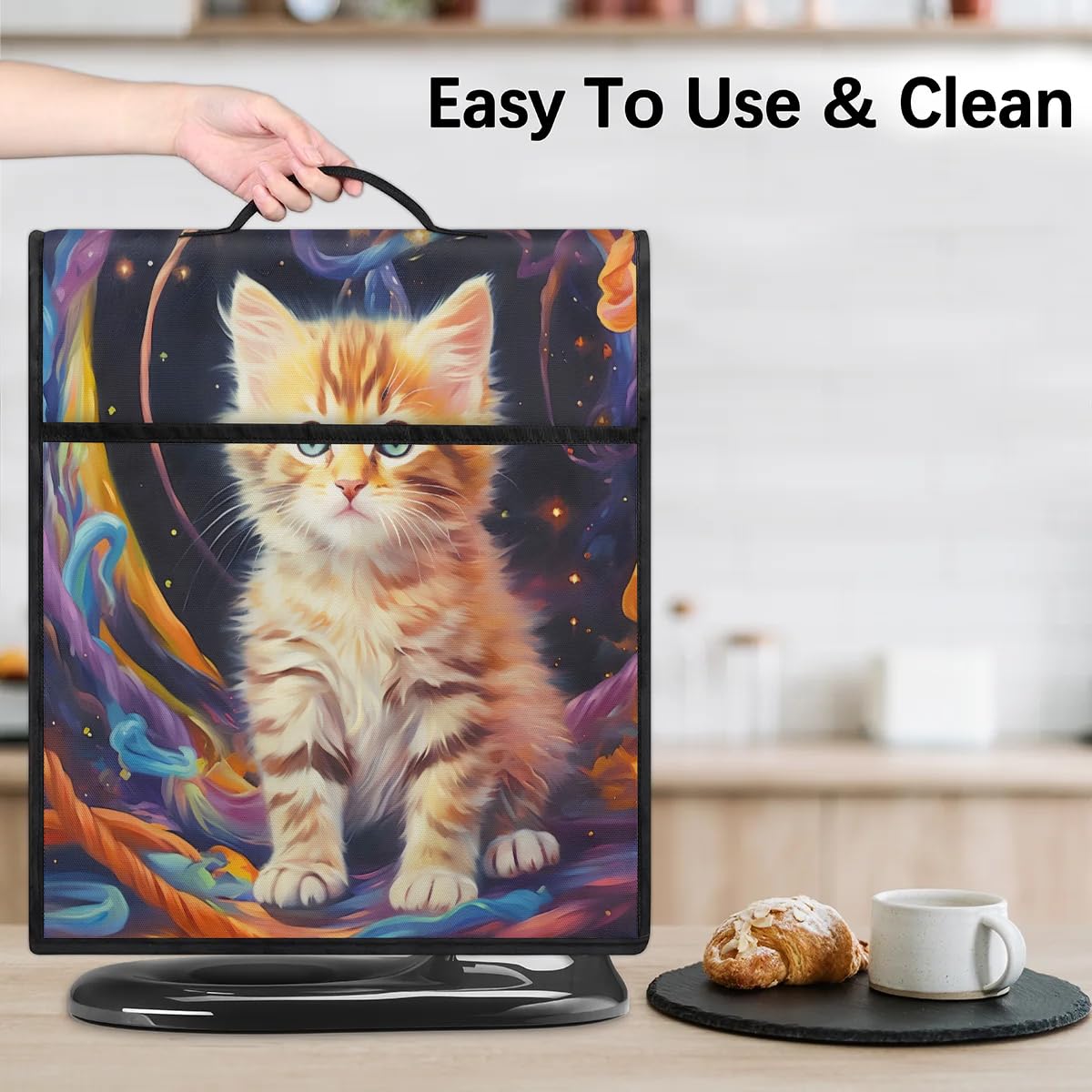FZDXZJJ Cat Pattern Stand Mixer Cover - Dust Cover For 5-8 Quart Mixers & Coffee Makers (Grey)
