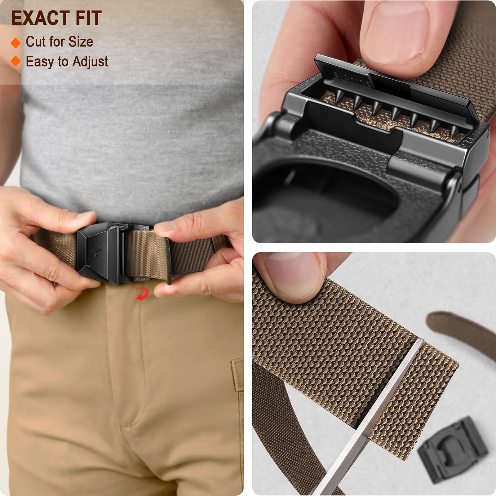 BULLIANT Cintura Tattica,Cintura Uomo Militare Lavoro Trekking 3,8cm,Fibbia a Sgancio Rapido