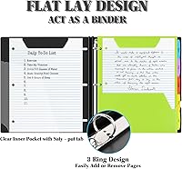 Vista 3 de INFUN Cuaderno telescópico todo en uno, carpeta recargable de 3 anillos con 1 carpeta de bolsillo móvil de plástico, 5 divisores de sujetos
