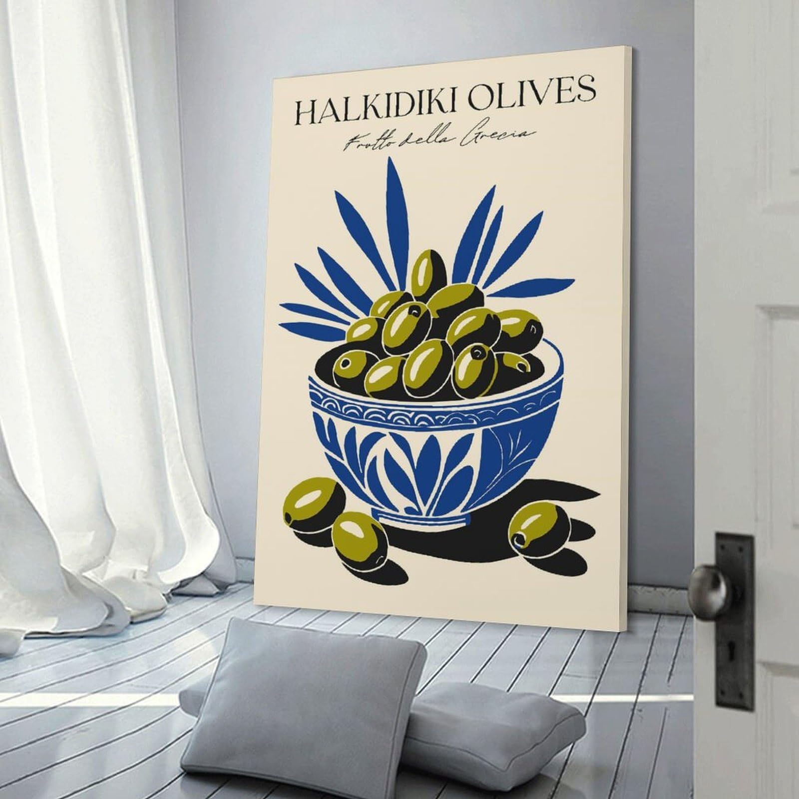 Junmoney Halkidiki Olives Wall Art Print, 20x30inch(50x75cm), for Lounge Decor, Bedroom Walls Or Flats, Decorative Artwork for Empty Walls